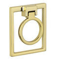 Drop ring framed handle - 74mm polished brass