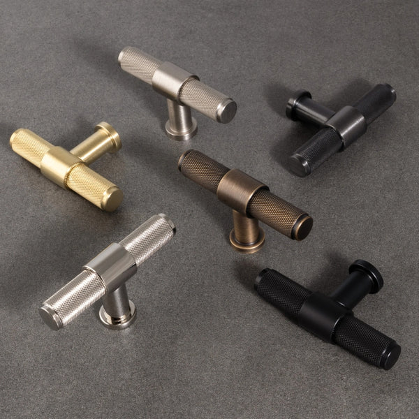 Kingston KNURLED Cabinet T-Bar - solid brass