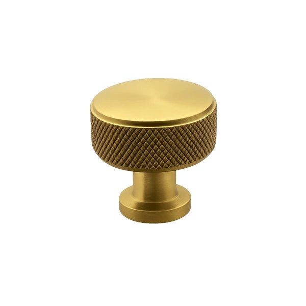 Cross-hatch cabinet knob - Brushed brass