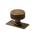 Bronze cabinet knob with textured design on a white background