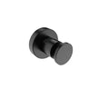 Black round door handle on a white background
