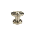 Metallic door handle on a white background