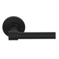 Solid double sprung door handle on rose satin black