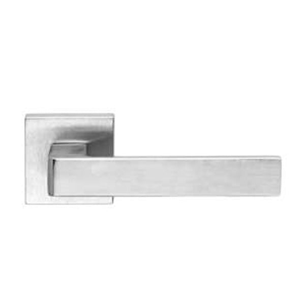 Lever Handle On Rose Satin Chrome