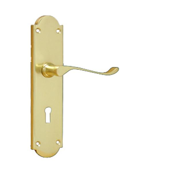 Lever on plate door handle  - Solid Brass