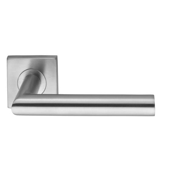 Arogan Stainless steel tubular handle on square rose & escutcheon door handles