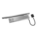 Electro door closer with track arm and smoke detector, hold open