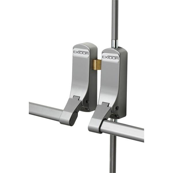 Double panic hardware set for rebated double doors