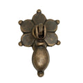 Antique brass flower-shaped backplate cabinet handle