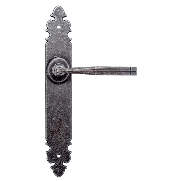 Antique lever on-plate door handle