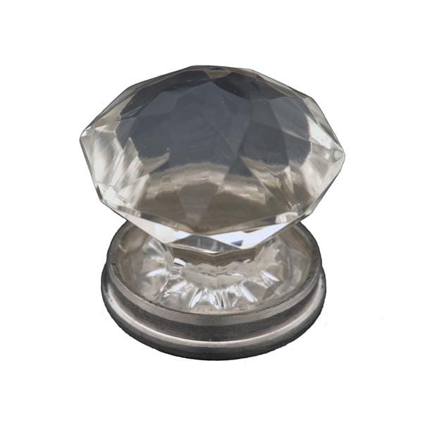 33mm glass faceted knob with satin nickel base