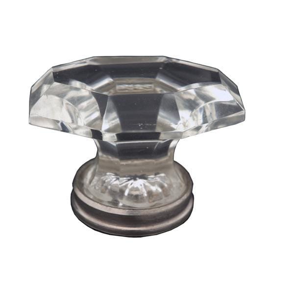 33mm glass faceted knob with satin nickel base