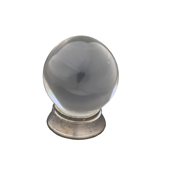 Round plain glass knob with satin nickel backplate