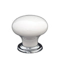 White knob with chrome backplate
