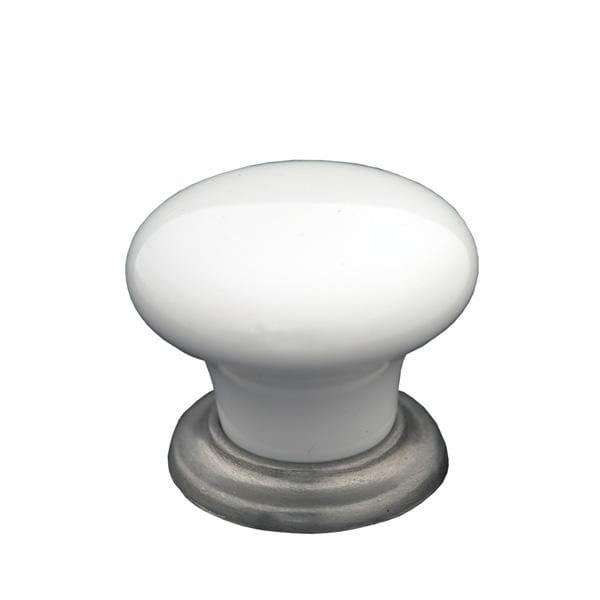 35mm white porcelain knob satin nickel base